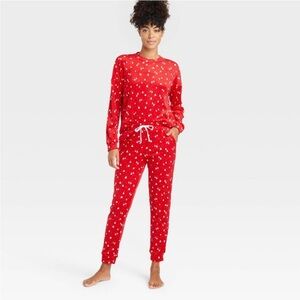 Red fleece new with tags tree pajama set, unopened box